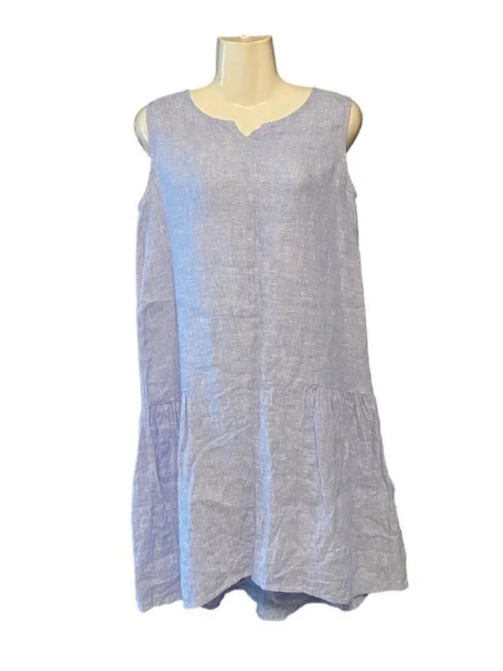 UNQ Linen Sleeveless Drop Waist Baby Doll
